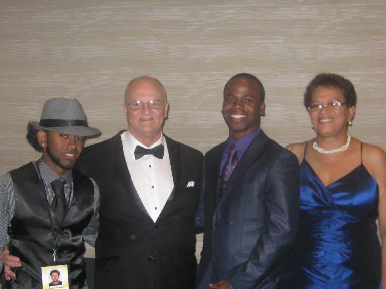 Nicholas Bhagwandeen & Joseph Lewis: Scholarship Winners 2012 with Griff O'Neil,Founder and President of WCOPA & Princes Lee Keith, Founder and CEO of S.C.O.T.T and Local representative for WCOPA